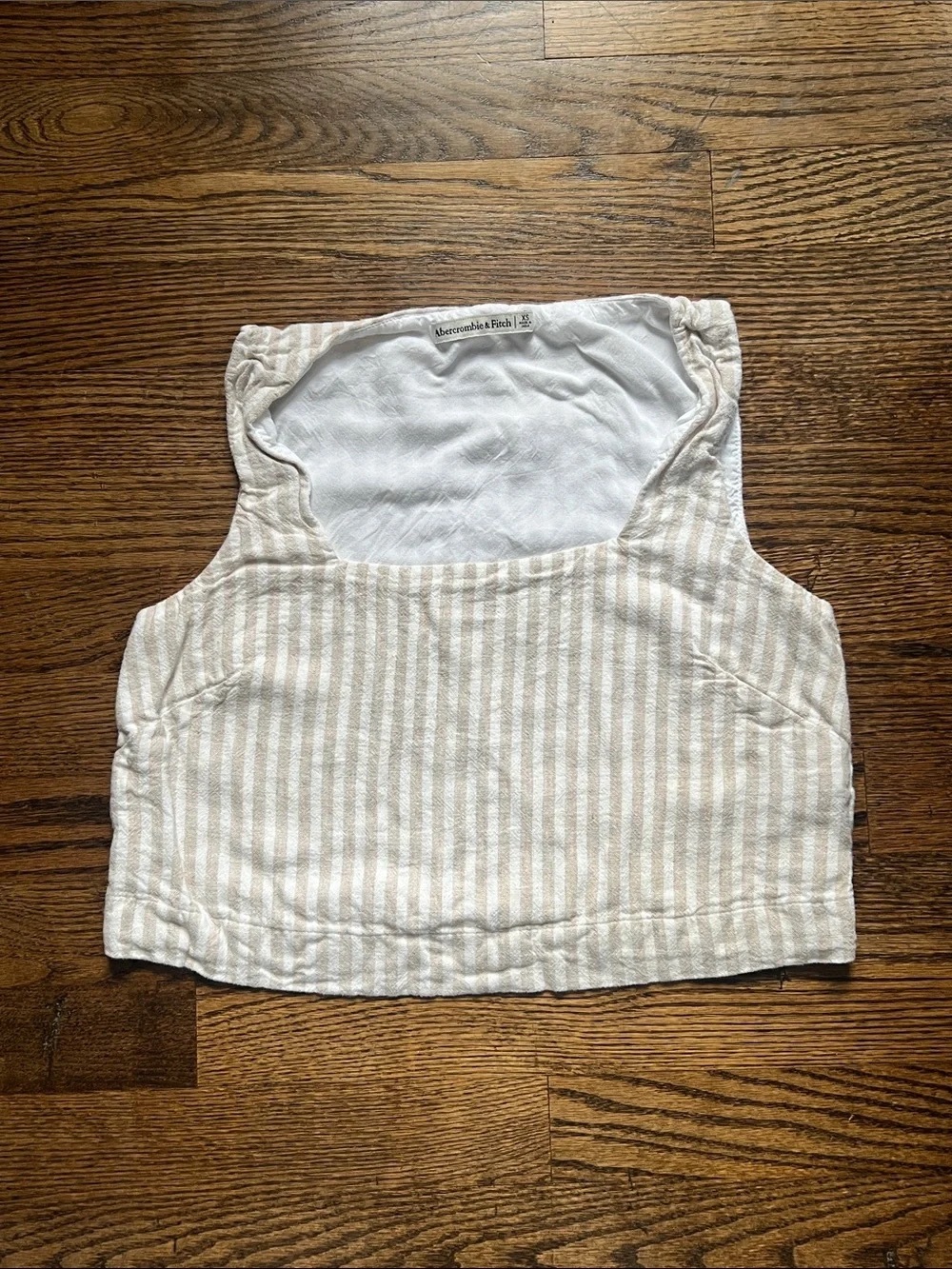 Abercrombie & Fitch Beige and White Striped Crop Tank